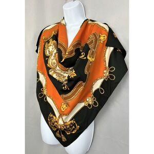 Vintage TREVIRA 90s Scarf Square Multicolor Belted‎ Chains Y2K